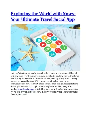 Exploring the World with Nowy Your Ultimate Travel Social App