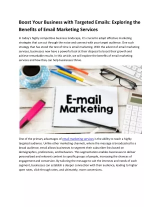 Boost Your Business with Targeted Emails Exploring the Benefits of Email Marketing Services