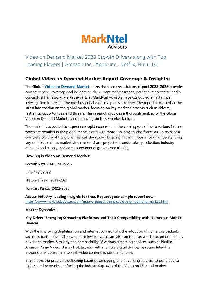 video on demand market 2028 growth drivers along