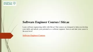 Software Engineer Courses  Stir.ae