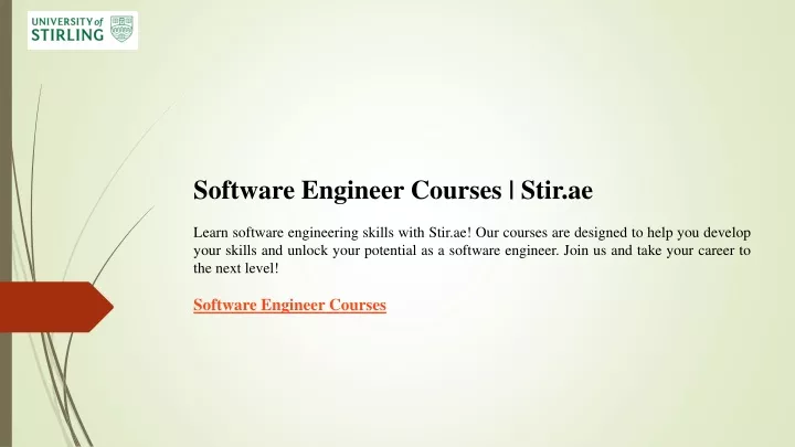 software engineer courses stir ae learn software
