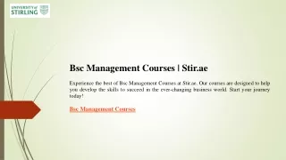 Bsc Management Courses  Stir.ae