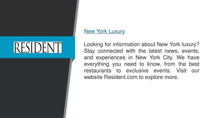 new york luxury looking for information about