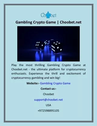 Gambling Crypto Game  Choobet.net