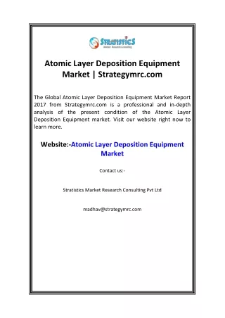 Atomic Layer Deposition Equipment Market  Strategymrc.com