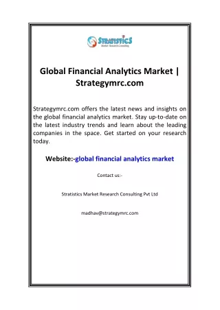 Global Financial Analytics Market  Strategymrc.com