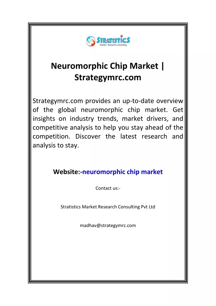 neuromorphic chip market strategymrc com