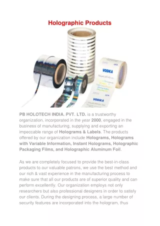 holographic products
