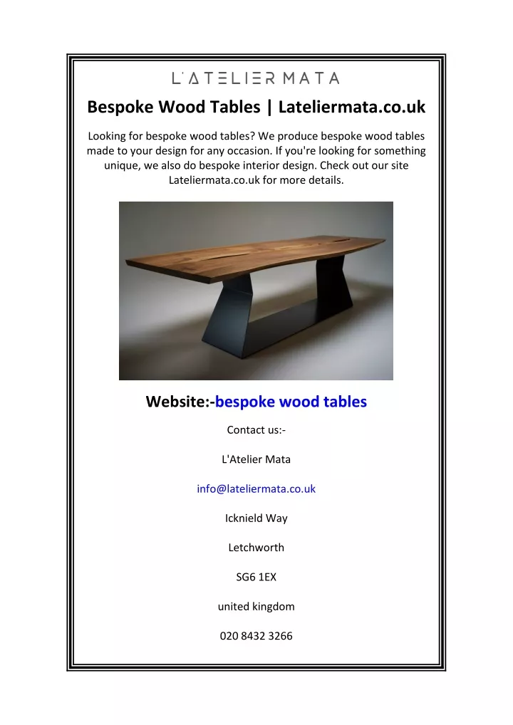 bespoke wood tables lateliermata co uk