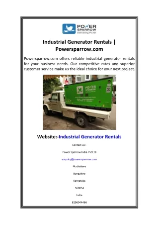 industrial generator rentals powersparrow com