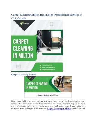 Carpet Cleaning Milton Best Lift to Professional Services in ON