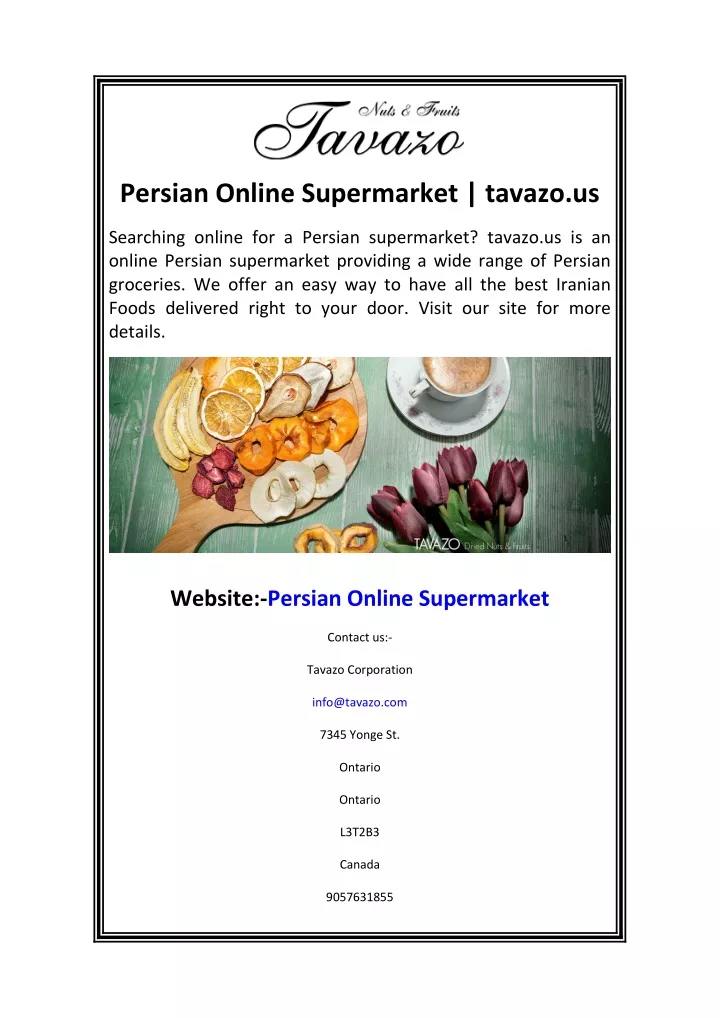 persian online supermarket tavazo us