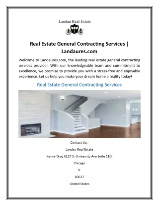 Real Estate General Contracting Services  Landaures.com