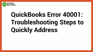 An Effective Method To Fix QuickBooks Error 40001