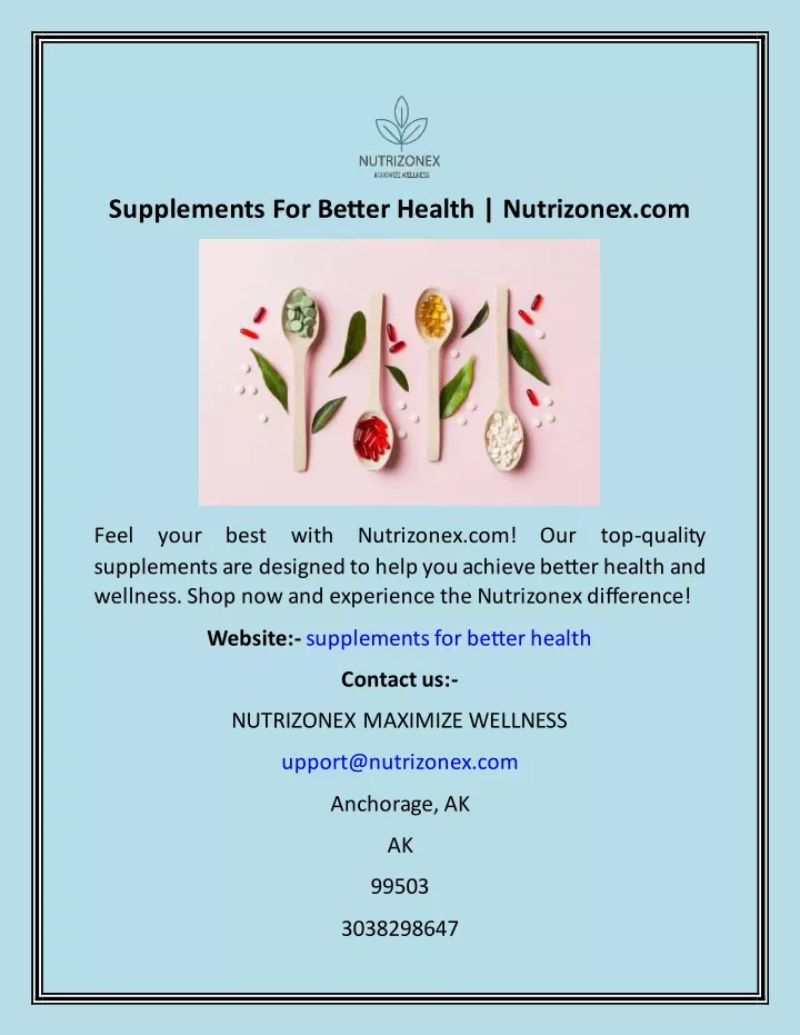 supplements for better health nutrizonex com