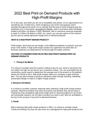 2022 Best Print on Demand Products with High-Profit Margins