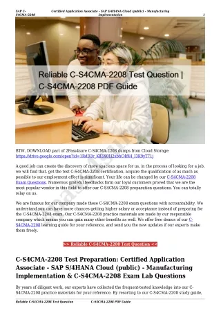 Reliable C-S4CMA-2208 Test Question | C-S4CMA-2208 PDF Guide