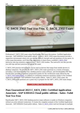 C_S4CS_2302 Test Vce Free, C_S4CS_2302 Exam