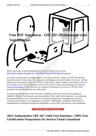 Free PDF Salesforce - CRT-261–Professional Valid Test Question