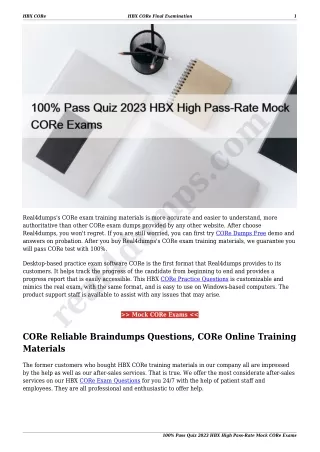 100% Pass Quiz 2023 HBX High Pass-Rate Mock CORe Exams