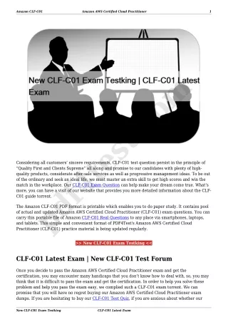 New CLF-C01 Exam Testking | CLF-C01 Latest Exam