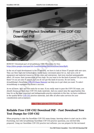 Free PDF Perfect Snowflake - Free COF-C02 Download Pdf