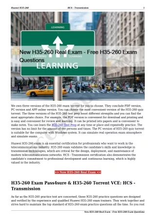 New H35-260 Real Exam - Free H35-260 Exam Questions