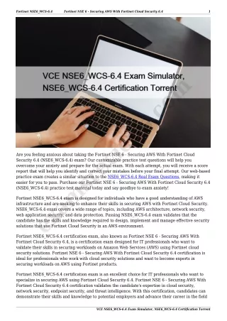 VCE NSE6_WCS-6.4 Exam Simulator, NSE6_WCS-6.4 Certification Torrent