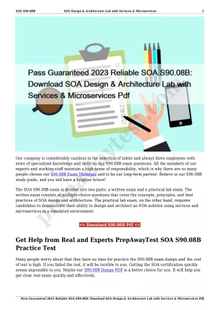 Pass Guaranteed 2023 Reliable SOA S90.08B: Download SOA Design & Architecture Lab with Services & Microservices Pdf
