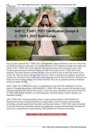 SAP C_TS4FI_2021 Certification Dumps & C_TS4FI_2021 Braindumps