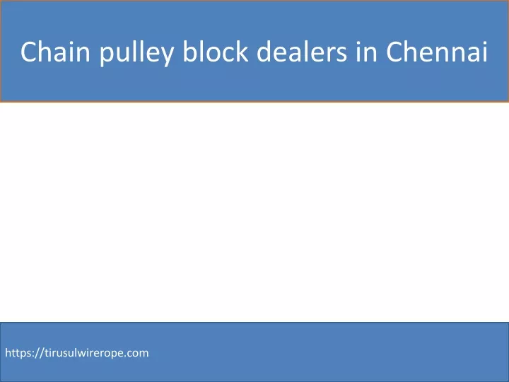 chain pulley block dealers in chennai