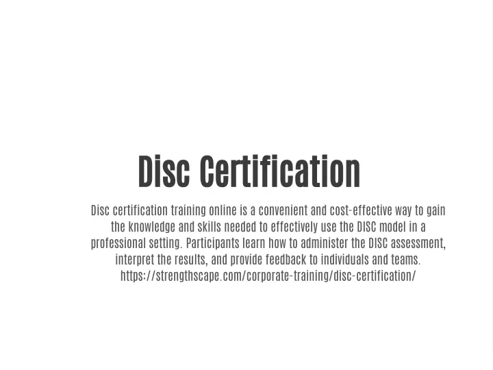disc certification disc certification training