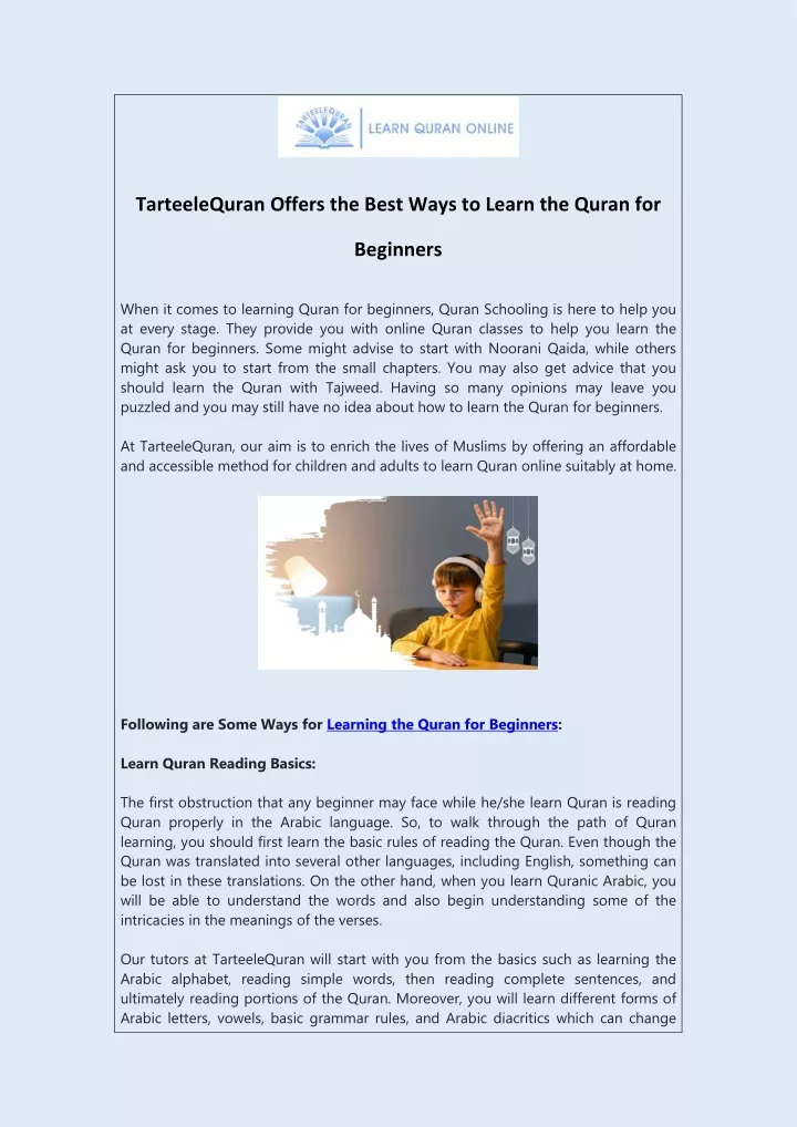 tarteelequran offers the best ways to learn