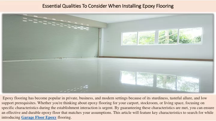 essential qualities to consider when installing epoxy flooring