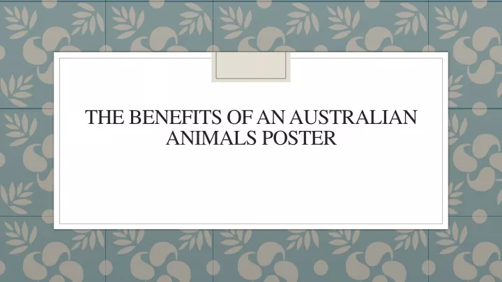 the benefits of an australian animals poster