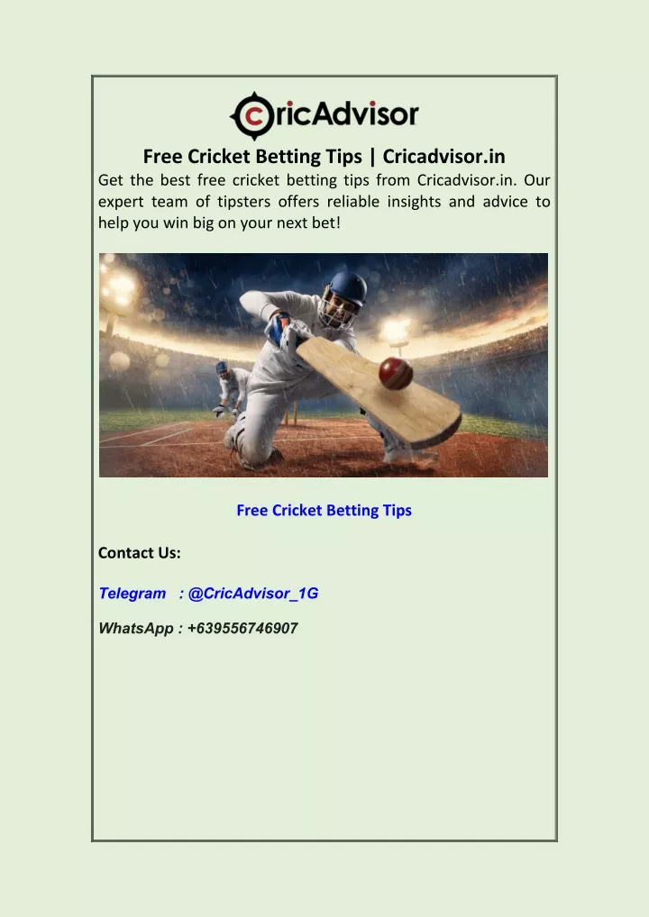 free cricket betting tips cricadvisor