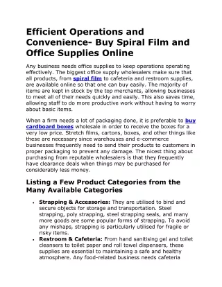 Efficient Operations and Convenience- Buy Spiral Film and Office Supplies Online