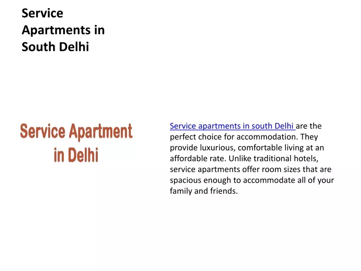 service apartments in south delhi