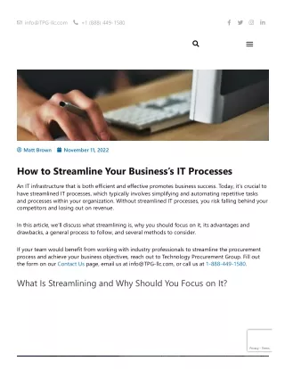 How to Streamline Your Business’s IT Processes - Technology Procurement Group