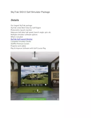 skytrak sig12 golf simulator package