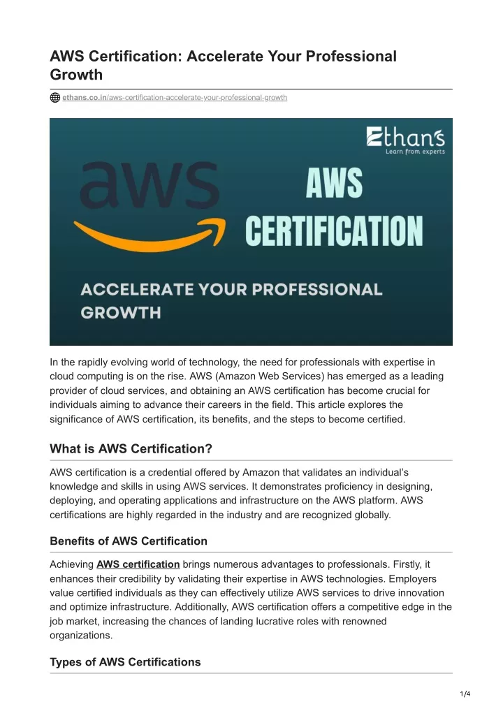 aws certification accelerate your professional