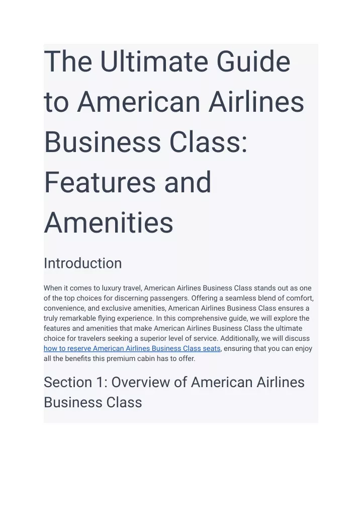 the ultimate guide to american airlines business