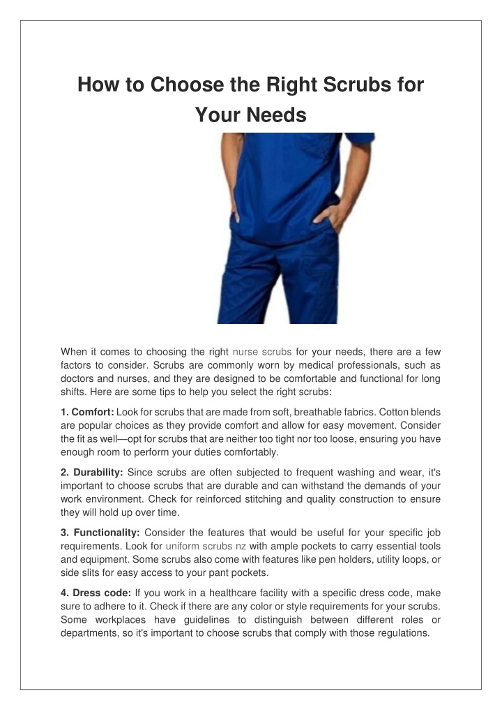 how to choose the right scrubs for your needs