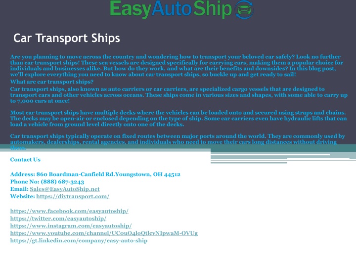 car transport ships