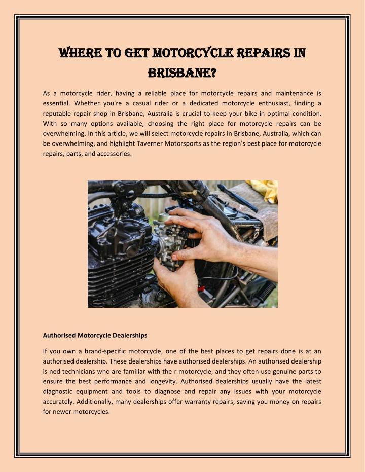 where to get motorcycle repairs in where