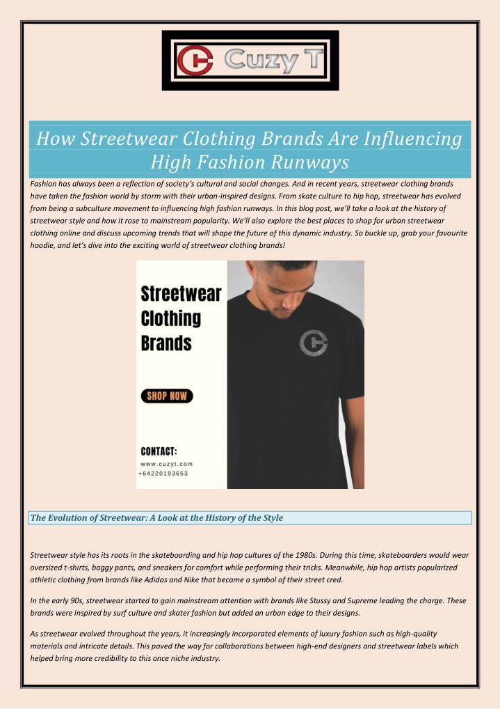 how streetwear clothing brands are influencing