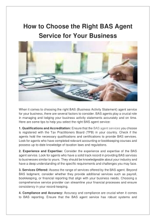 how to choose the right bas agent service