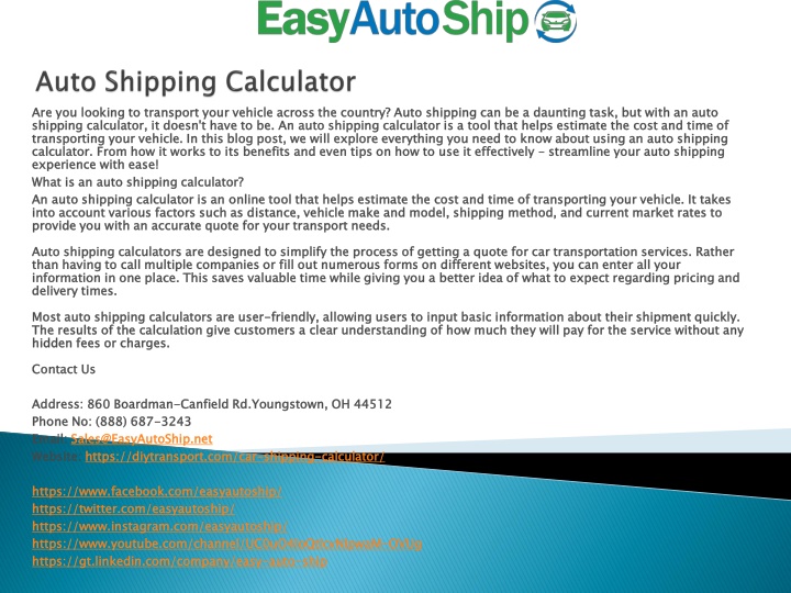 auto shipping calculator