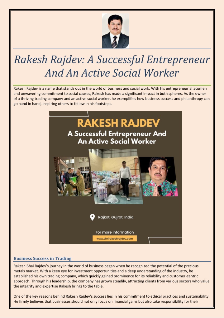 rakesh rajdev a successful entrepreneur