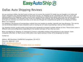 dallas auto shipping reviews